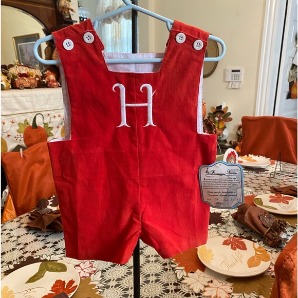 NWT Remember Nguyen Infant Boys Jon Jon size 3 months Monogrammed H - Picture 1 of 16